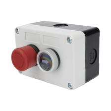 Botonera Doble Para Barreras Vehiculares, Operadores Corredizos y Abatibles / Botón de Stop Enclavado