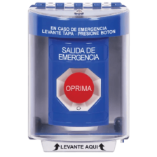 Botón Multipropósito, Color Azul, De Superficie, Con Tapa De Policarbonato, Sin Bocina, Para Interior/Exterior, Llave Para Res