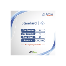 LICENCIA STANDART BIOTIME CLOUD 2.0  / 50 USUARIOS / 6 DISPOSITIVOS (Licencia Anual)
