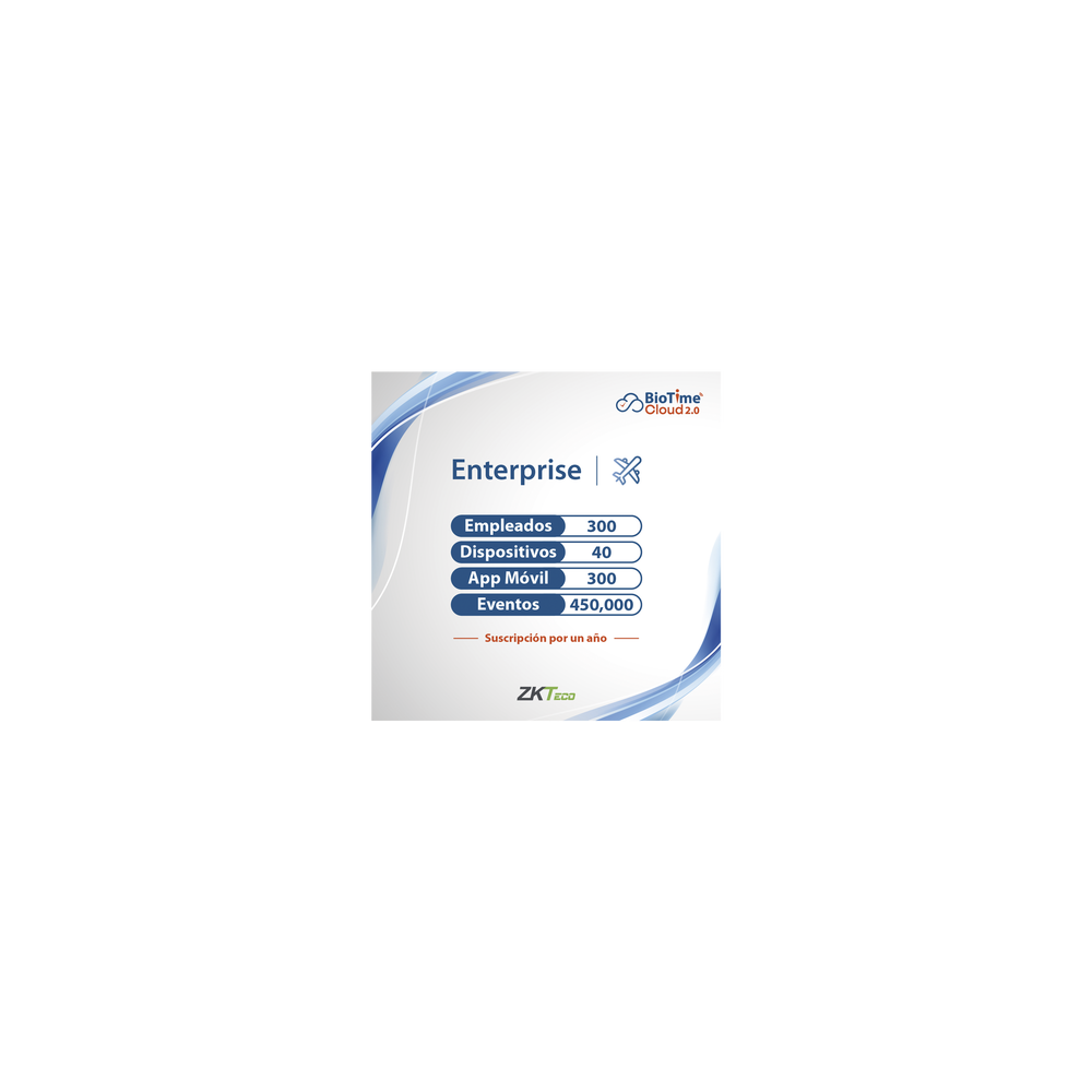 LICENCIA ENTERPRISE BIOTIME CLOUD 2.0  / 300 USUARIOS / 40 DISPOSITIVOS (Licencia Anual)