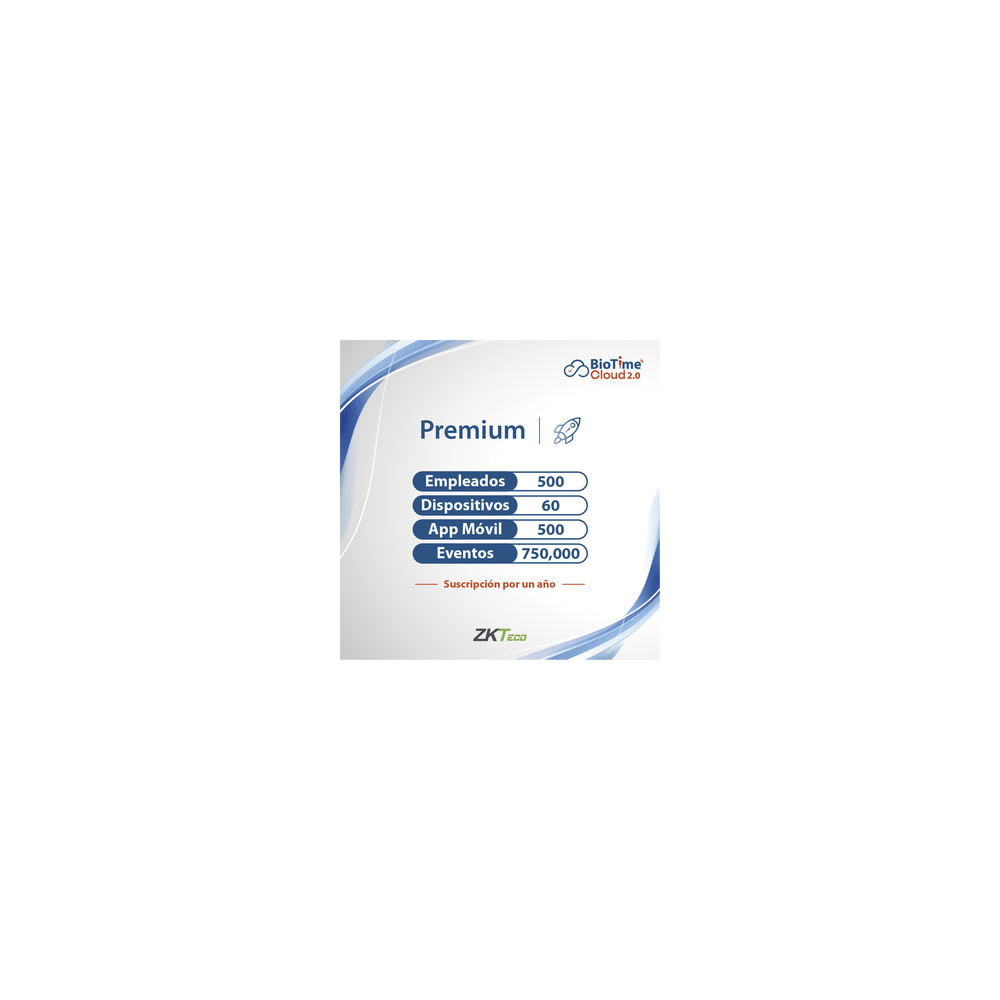 LICENCIA PREMIUM BIOTIME CLOUD 2.0  / 500 USUARIOS / 60 DISPOSITIVOS (Licencia Anual)