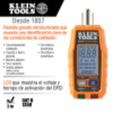 Probador de Tomacorrientes con Interruptor de Falla a Tierra (GFCI) con pantalla LCD.