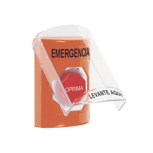 ​Botón Multipropósito, Color Naranja, De Superficie, Con Tapa De Policarbonato, Con Bocina Pre Alarma, Solo Interior, Llave