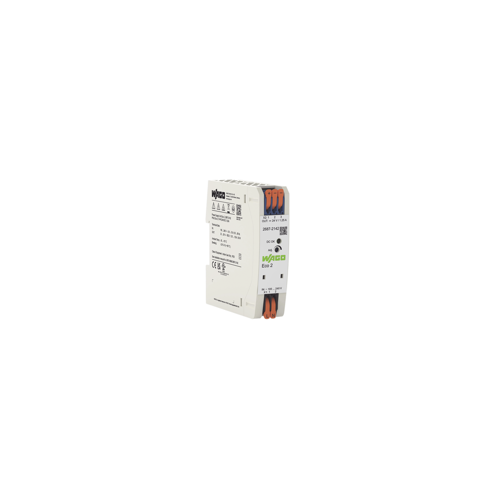 Fuente de Alimentación Eco 2, Monofásico, 24V DC 1.25A, 30W, SELV/PELV, Push-in CAGE CLAMP®, Carril DIN, IP20, MTBF 1.000.000