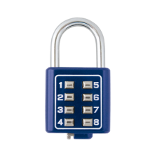 Candado Digital de Combinación M35 / No Requiere Llave / Combinación única integrada por 4 dígitos / Color Azul.
