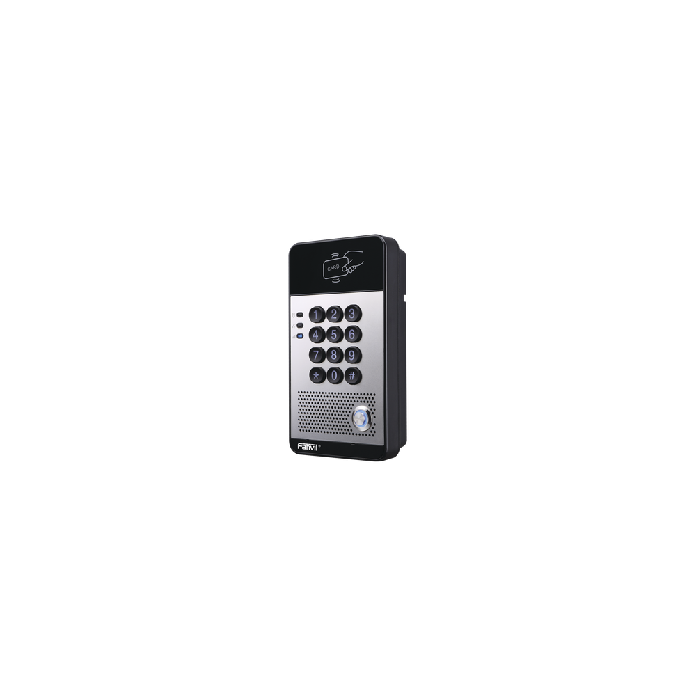 Audio Portero IP con 2 líneas SIP, relevador integrado, teclado numérico y lectora de tarjetas RFID para control de acceso, Po