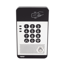 Audio Portero IP con 2 líneas SIP, relevador integrado, teclado numérico y lectora de tarjetas RFID para control de acceso, Po