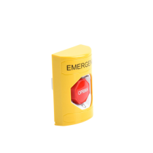 Botón de Emergencia en Español, Color Amarillo, Acción Mantenida, Girar para Restablecer y LED Multicolor