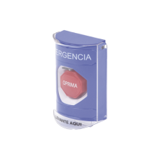 ​Botón Multipropósito, Color Azul, De Superficie, Con Tapa De Policarbonato, Con Bocina Pre Alarma, Solo Interior, Llave Par