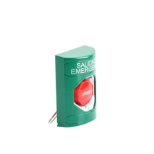 Botón de Salida de Emergencia , Texto en Español,  Acción Mantenida, Girar para Restablecer, LED de iluminación