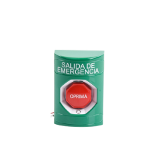 Botón de Salida de Emergencia , Texto en Español,  Acción Mantenida, Girar para Restablecer, LED de iluminación