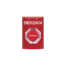 Botón de Emergencia, Texto en Español, Color Rojo, Acción Mantenida, Girar para Restablecer y LED Multicolor