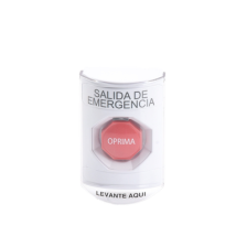 Botón de Emergencia, Texto en Español, Tapa Protectora de Policarbonato Súper Resistente, Restablecimiento con Llave