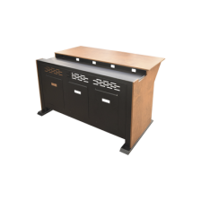 Consola Profesional para Monitoreo | Con Porta PC | Con Tomacorriente | Tapas Removibles | Color Negro y Nogal con Veta | Lamina