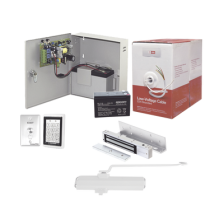 Sistema Completo de Acceso, Incluye Teclado Anti-Vandalico, Chapa magnética con bracket, Cierra puerta, Botón de Salida, Cable