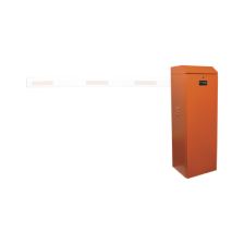 Barrera vehicular izquierda / Soporta brazo de hasta 5.5 m / Final de carrera ajustable por programación / Movimiento fluido /