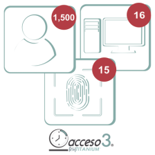 [BAJO PEDIDO] Licencia para software Acceso3 TITANIUM / 3 Años / 1500 Empleados / 16 reloj / 16 PC