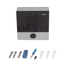 Mini video Intercomunicador para hotelería y hospitales, con diseño elegante, PoE, cámara 1Mpx, 1 botón, 1 relevador integra