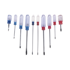 Juego de 10 Desarmadores Mango Plástico (Uso Ligero), Puntas magnética, 5 Puntas Planas (-) y 5 Puntas Phillips. (+)