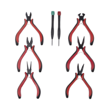 Juego de Herramientas con 6 Pinzas Eléctricas de 4.5" + 2 Desarmadores de Precisión (Plano y Cruz).