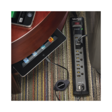 Multicontacto Con Supresor de Picos, Voltaje de Entrada 125 Vca NEMA 5-15P, Con 6 Salidas NEMA 5-15R, 2 Puertos de Carga USB, 12