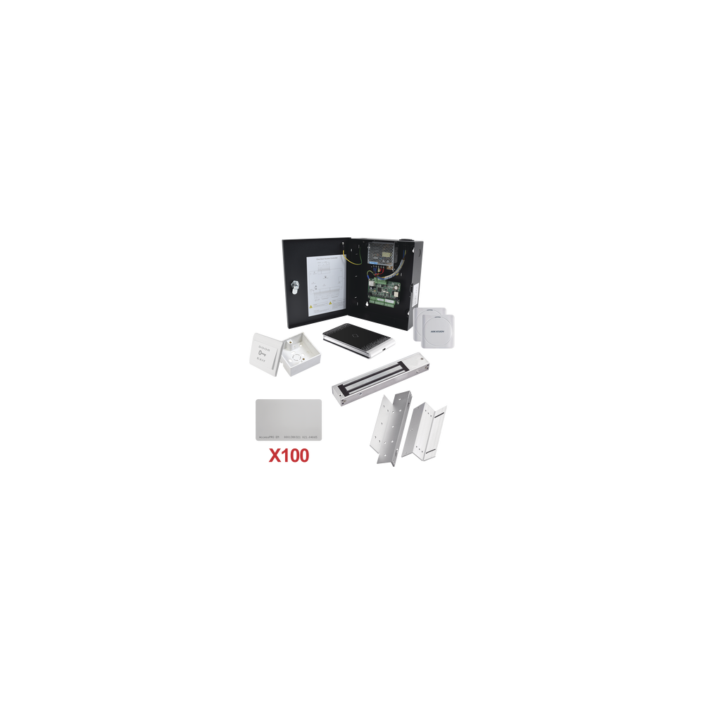 Kit de Control de Acceso con TARJETA para 1 Puerta con lector de Entrada y Salida  / TODO INCLUIDO / Software IVMS4200 incluido