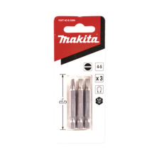 Punta plana para atornillar de 4-5 x 50 mm forma “E”, zanco tipo hexagonal de 1/4" con punta magnética, blíster con 3 piez