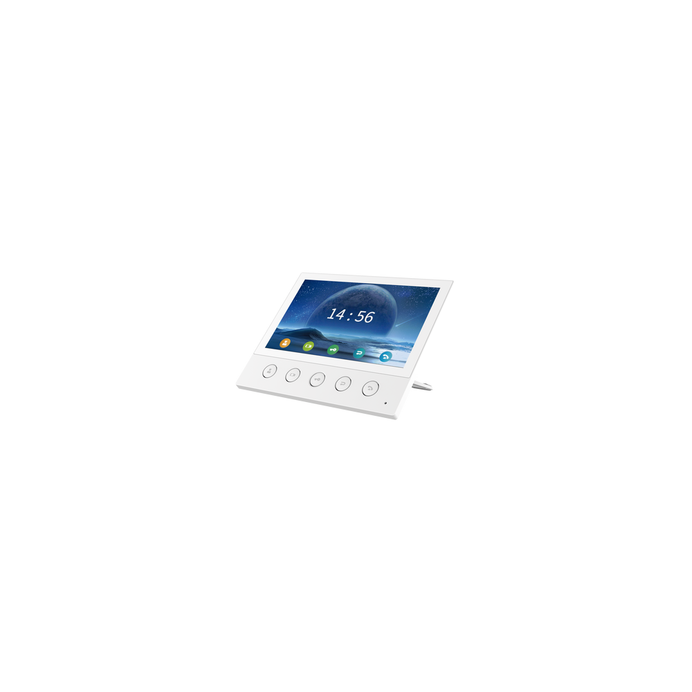 Monitor IP/SIP para interior, Wi-Fi, pantalla táctil de 7", audio de 2 vías, PoE, 8 interfaces de entrada de alarma.