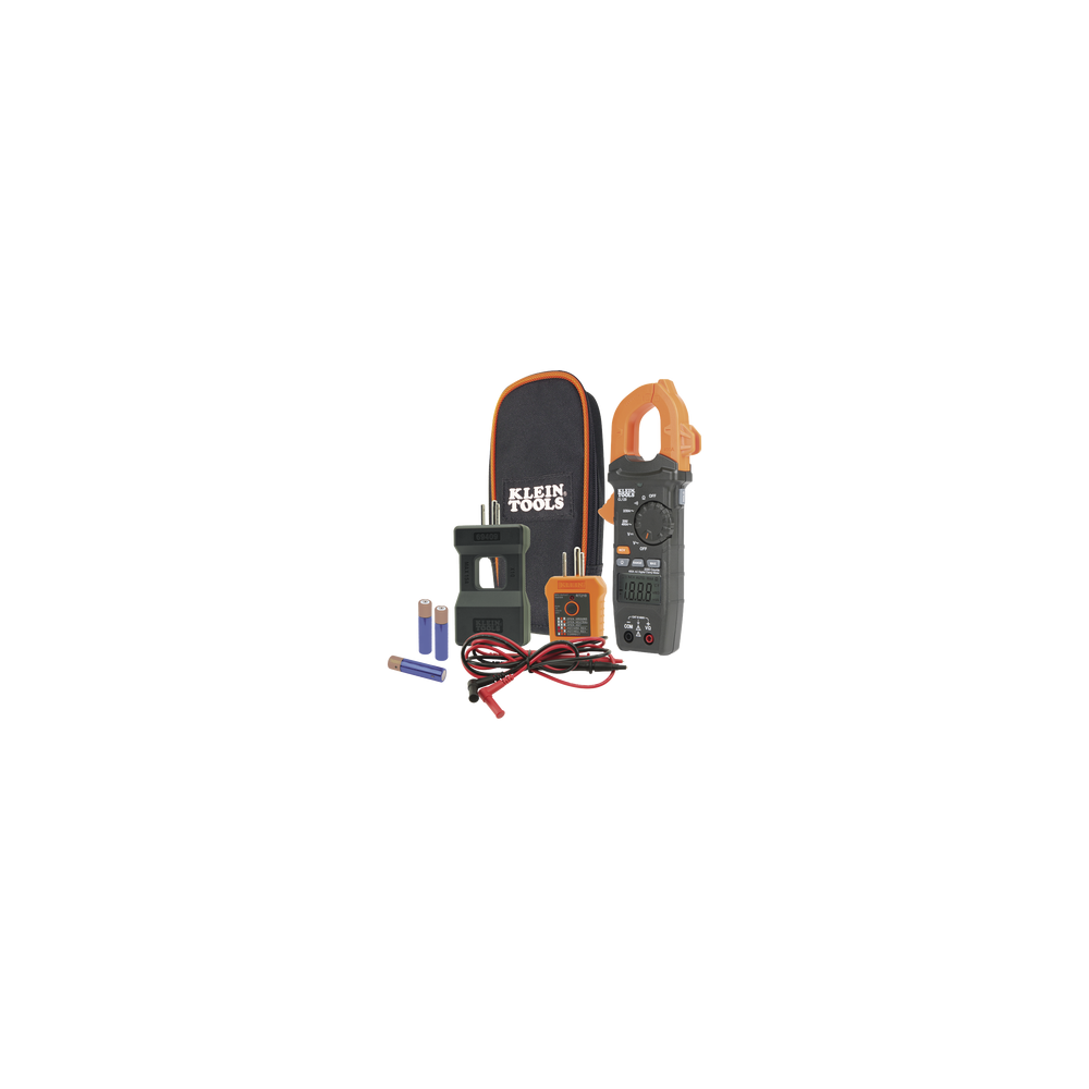 Kit de Amperímetro de Gancho (400A CA) con Probador de Fase y Divisor (para medir corriente sin cortar el cable).