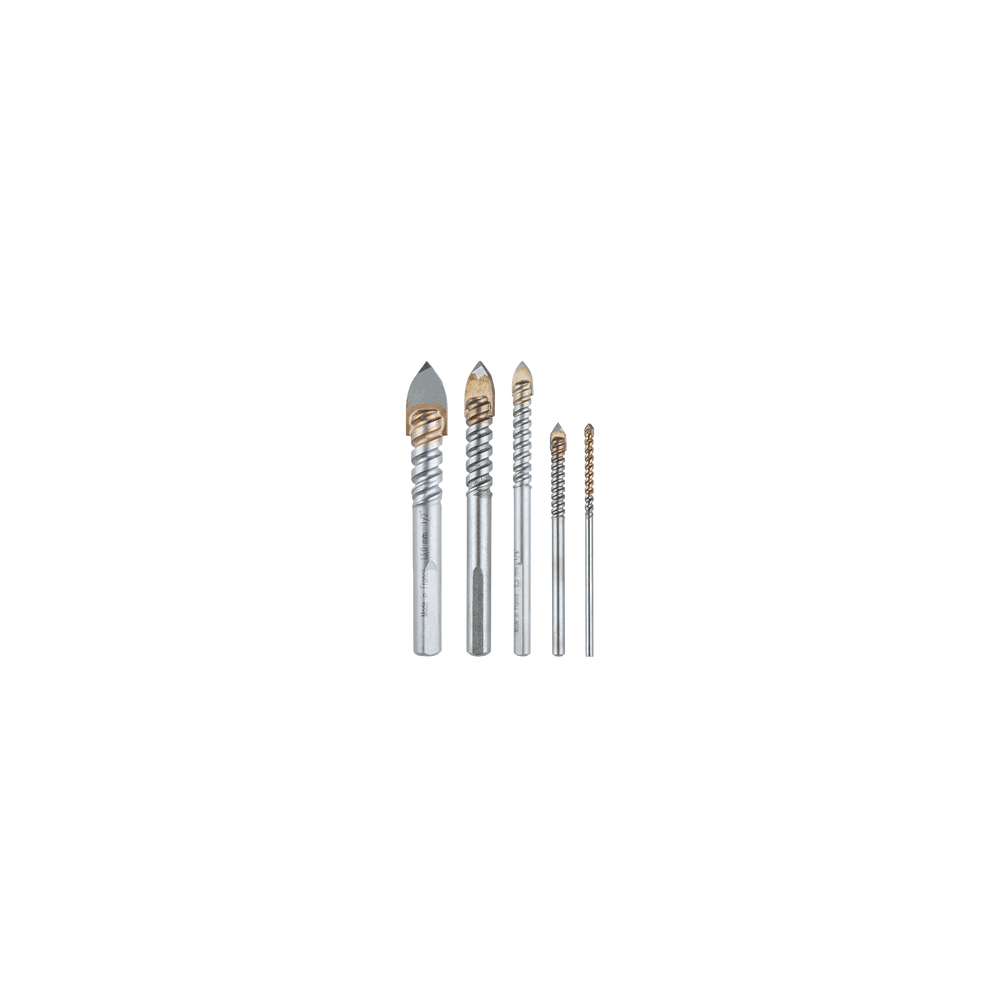 Juego de 5 brocas para vidrio de 1/8"-3/16"-1/4"-3/8"-1/2"