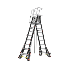 Escalera de Fibra de Vidrio  con Jaula de 8'-14' (2.44 - 4.27 m). Con Ajuste en Ruedas (RATCHET™ Leveler) (SKU:18515-817).