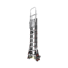 Escalera de Fibra de Vidrio  con Jaula de 8'-14' (2.44 - 4.27 m). Con Ajuste en Ruedas (RATCHET™ Leveler) (SKU:18515-817).