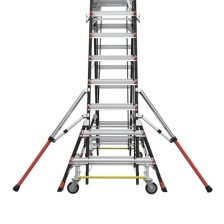 Escalera de Fibra de Vidrio  con Jaula de 8'-14' (2.44 - 4.27 m). Con Ajuste en Ruedas (RATCHET™ Leveler) (SKU:18515-817).