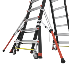 Escalera de Fibra de Vidrio  con Jaula de 8'-14' (2.44 - 4.27 m). Con Ajuste en Ruedas (RATCHET™ Leveler) (SKU:18515-817).