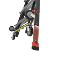 Escalera de Fibra de Vidrio  con Jaula de 8'-14' (2.44 - 4.27 m). Con Ajuste en Ruedas (RATCHET™ Leveler) (SKU:18515-817).