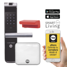 Kit Cerradura con manija YMF40A y HUB, Apertura por,  Código, Biometría y apertura por SMARTPHONE, Para puertas de 35 a 90 mm