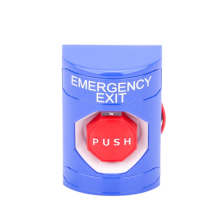 Botón De Salida De Emergencia Con Bocina De Advertencia Integrada, Interior/Exterior, Texto En Ingles, Tapa Protectora De Polic