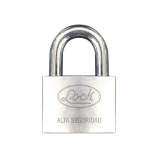 Candado de hierro alta seguridad con llave de disco/ Acabado Cromado/ Llaves Abloy/ Medida de Horquilla 34 mm.