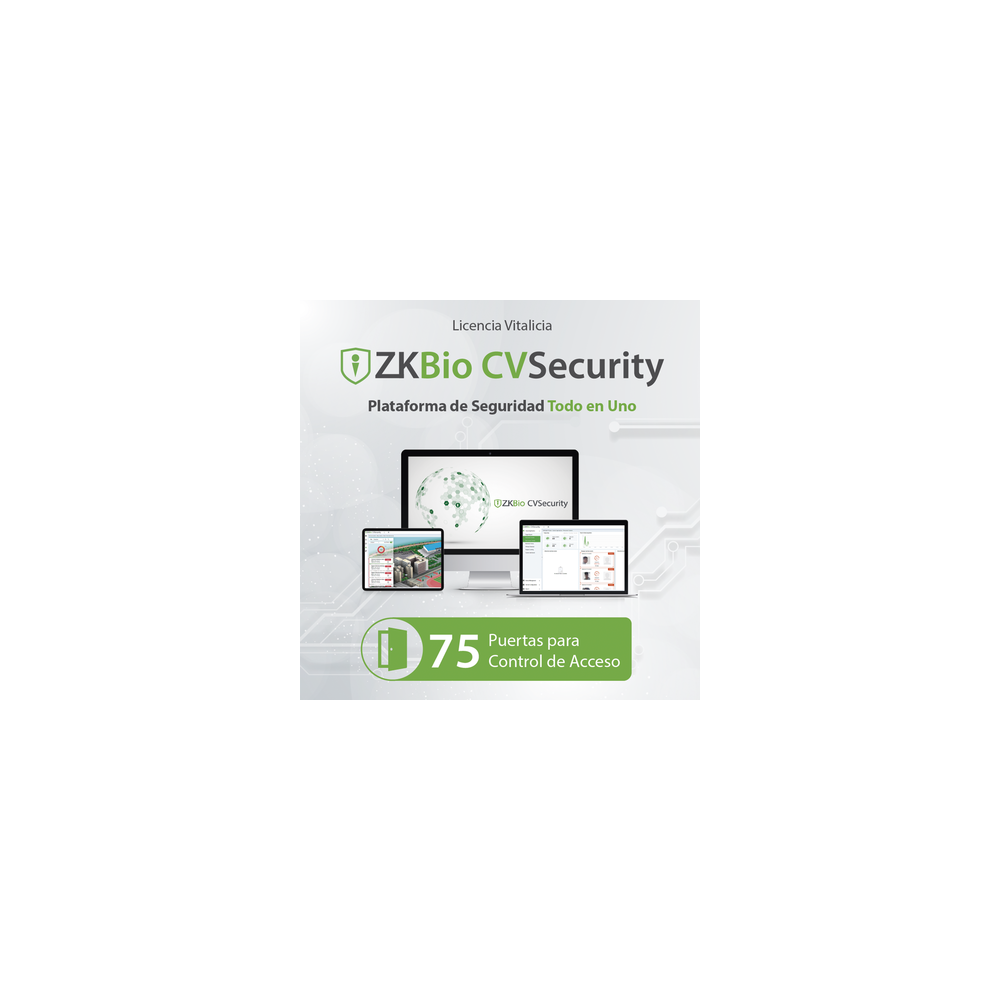Licencia para ZKBio CVsecurity permite gestionar hasta 75 puertas para control de acceso