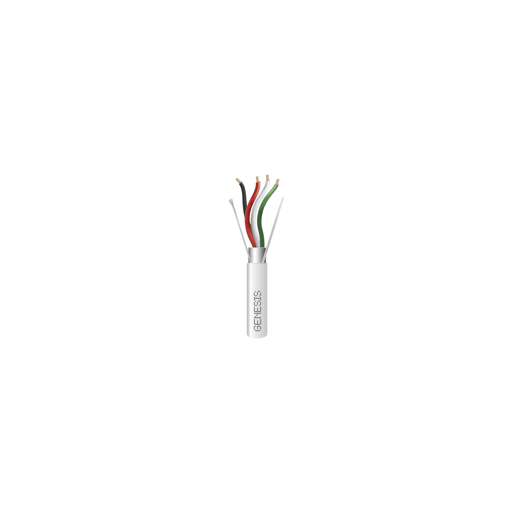Bobina de 305 M de Cable 4 x 22 AWG BLINDADO / RISER / Color Blanco / Para Aplicaciones de Audio, Seguridad y Control